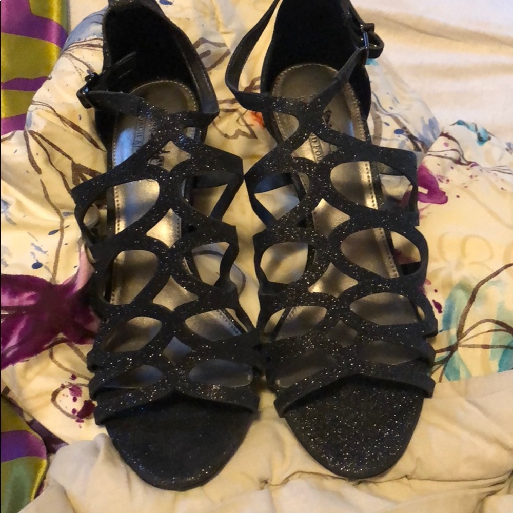 Coach & Four Black Glitter Heels